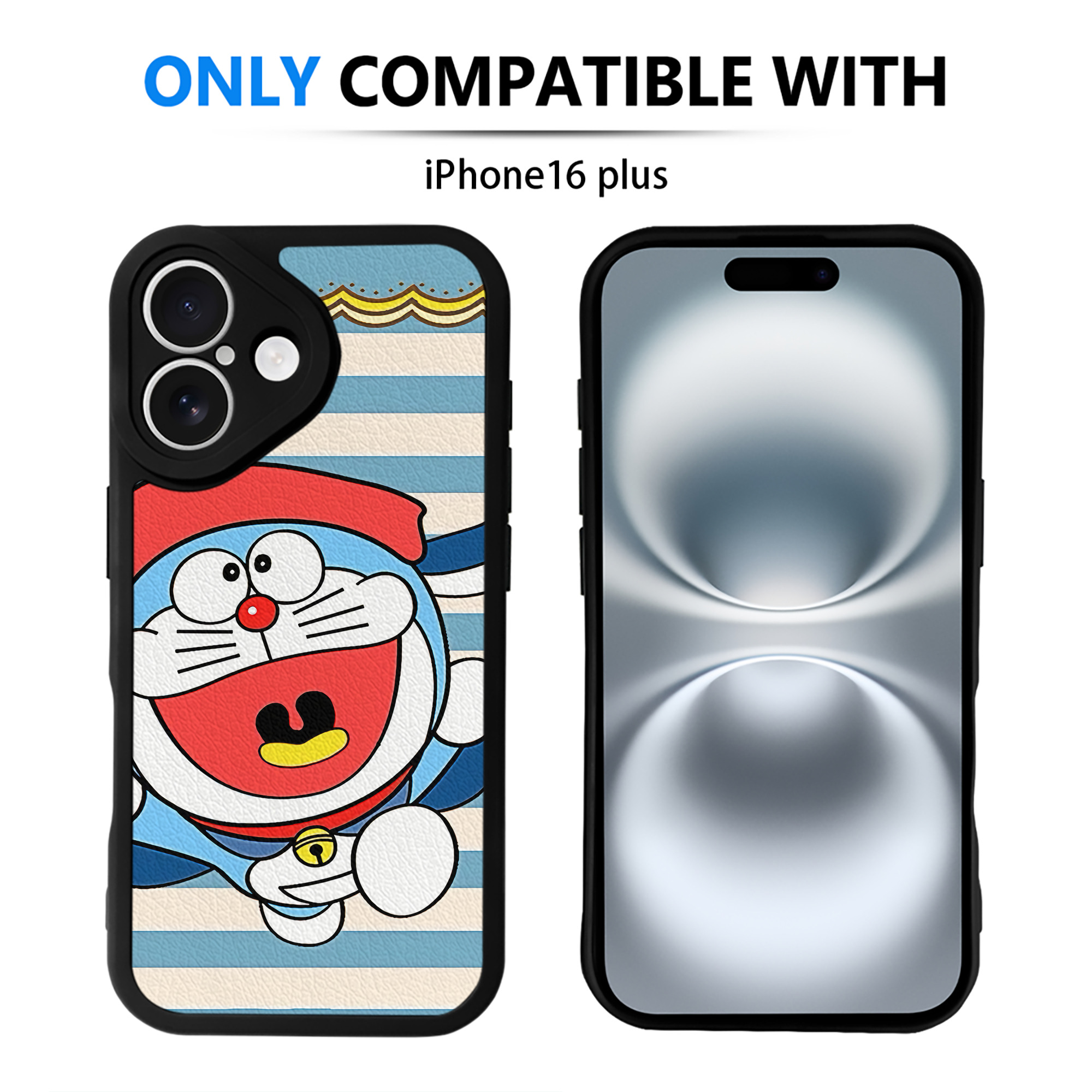 （画像用） ドラえもん Doraemon 【iPhone 16シリーズ対応】シリコンスマホケース（レザー調） 材質：シリコン
